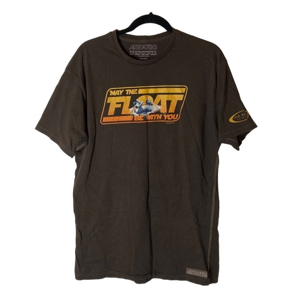Artcotic May the‎ Float Be You Shirt Brown Sz XL Rafting Kayak Canoe Colorado